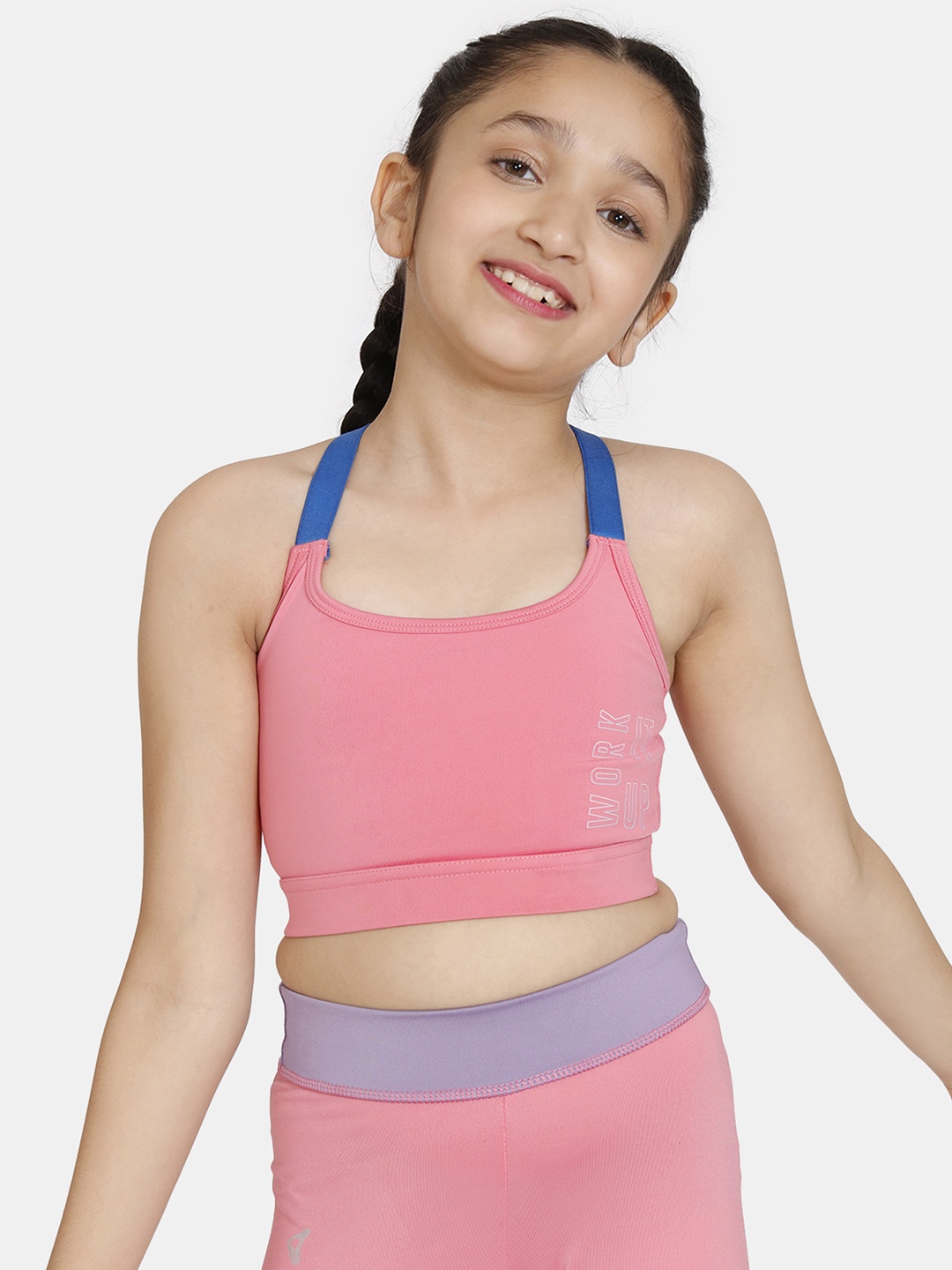 

Zelocity by Zivame Girls Full Coverage Lightly Padded Workout Bra With Anti Bacterial, Pink