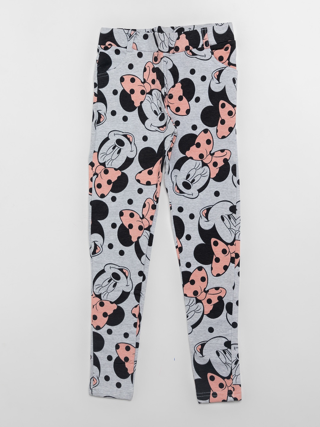 

BAESD Girls Minnie Mouse Printed Cotton Ankle Length Leggings, Grey