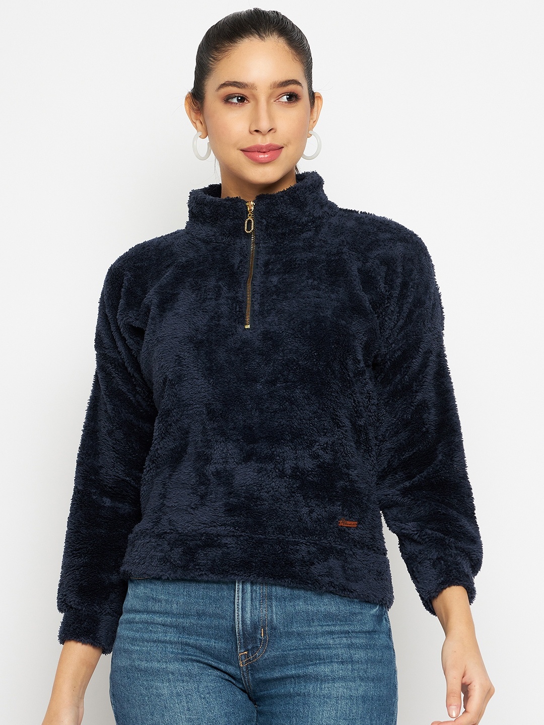 

Duke Self Design Cotton Mock Collar Sweatshirt, Blue