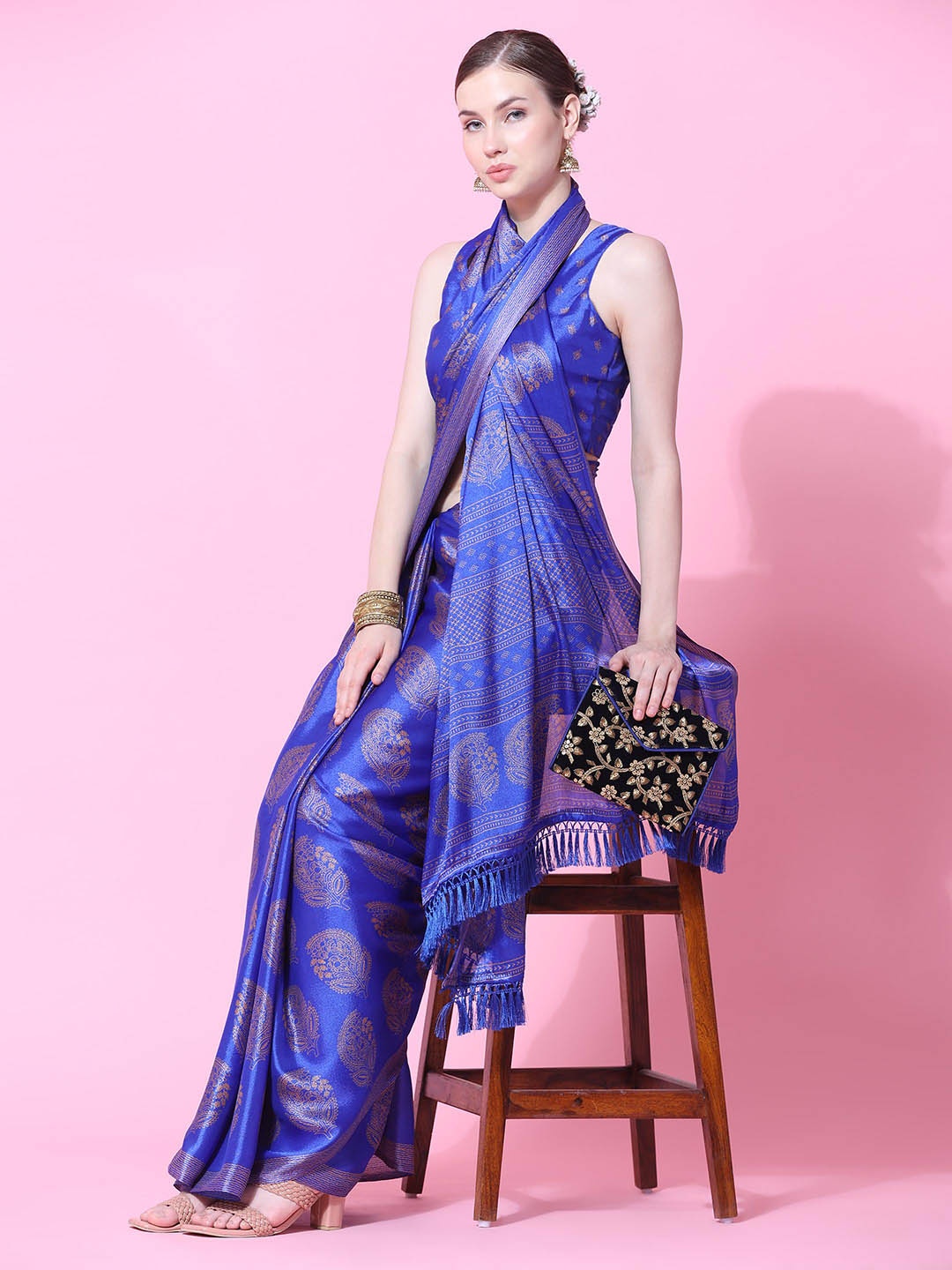 

Rujave Ethnic Motifs Printed Pure Georgette Saree, Blue