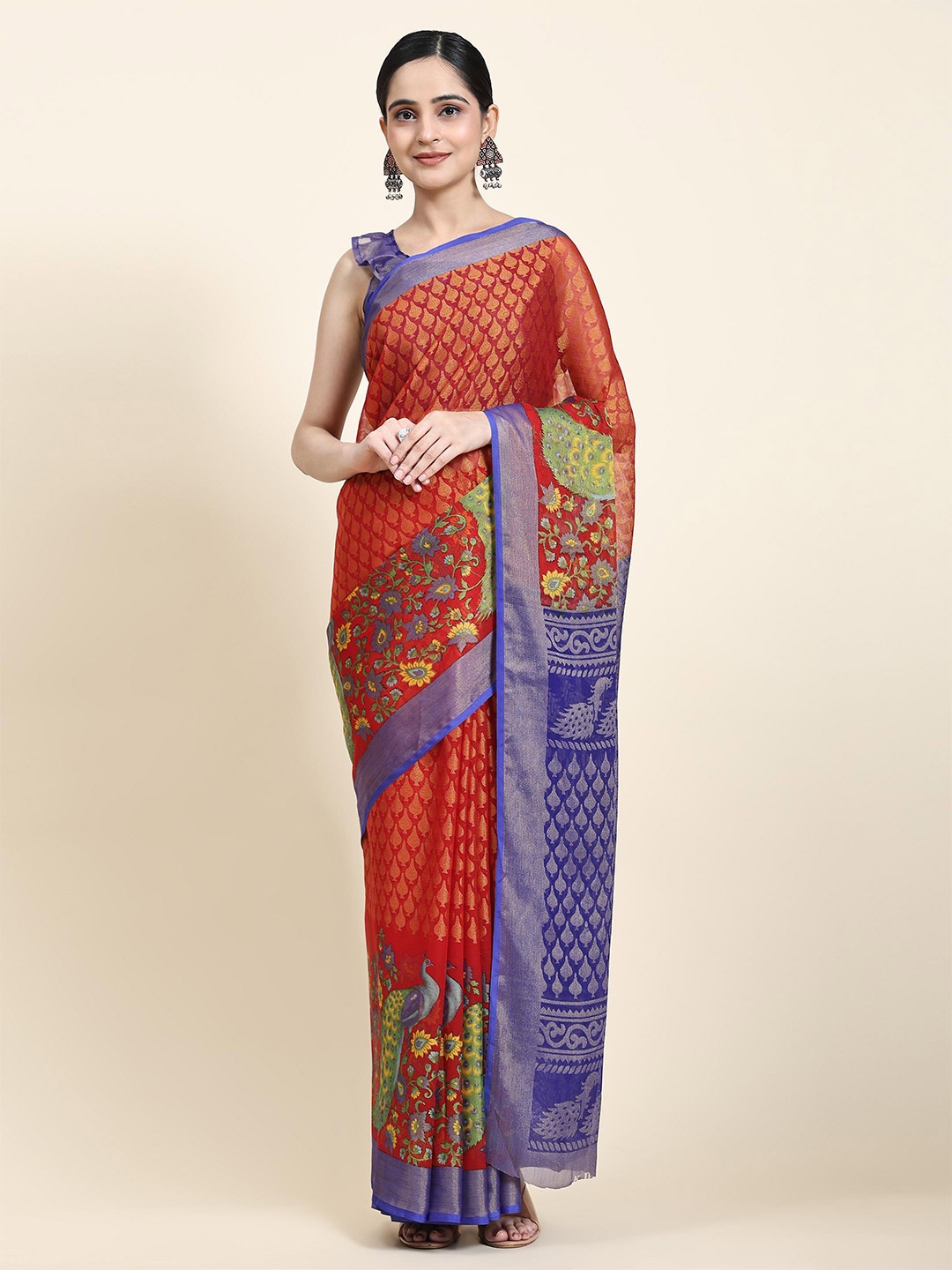 

Rujave Ethnic Motifs Woven Design Saree, Blue