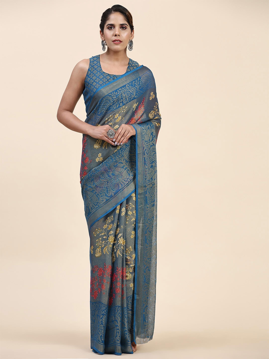 

Rujave Floral Printed Saree, Blue