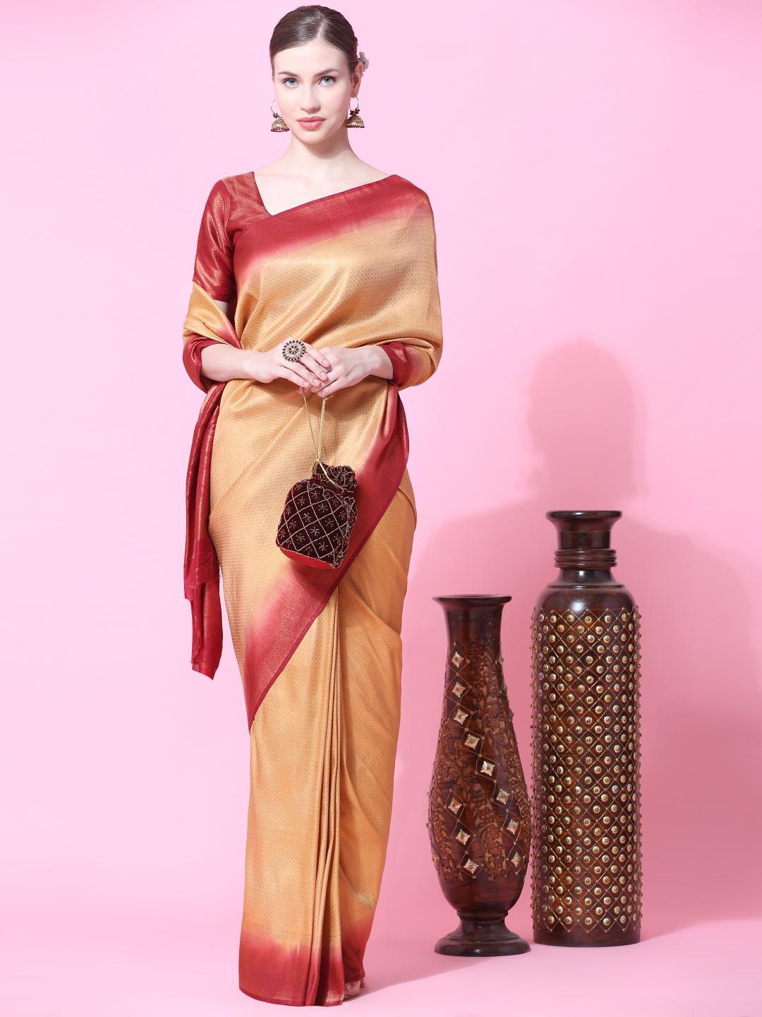 

Rujave Woven Design Zari Saree, Cream