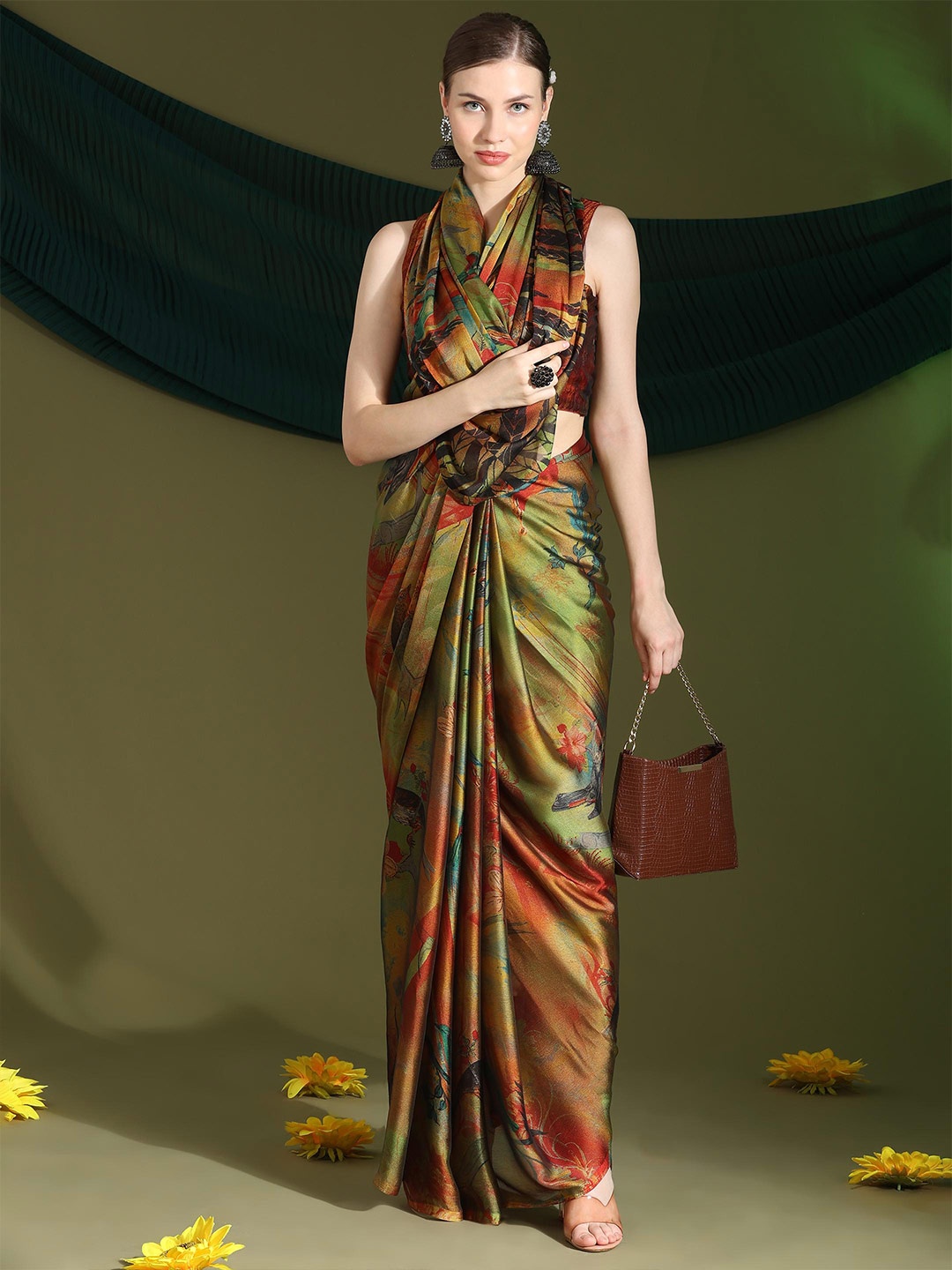 

Rujave Abstract Pure Chiffon Saree, Orange