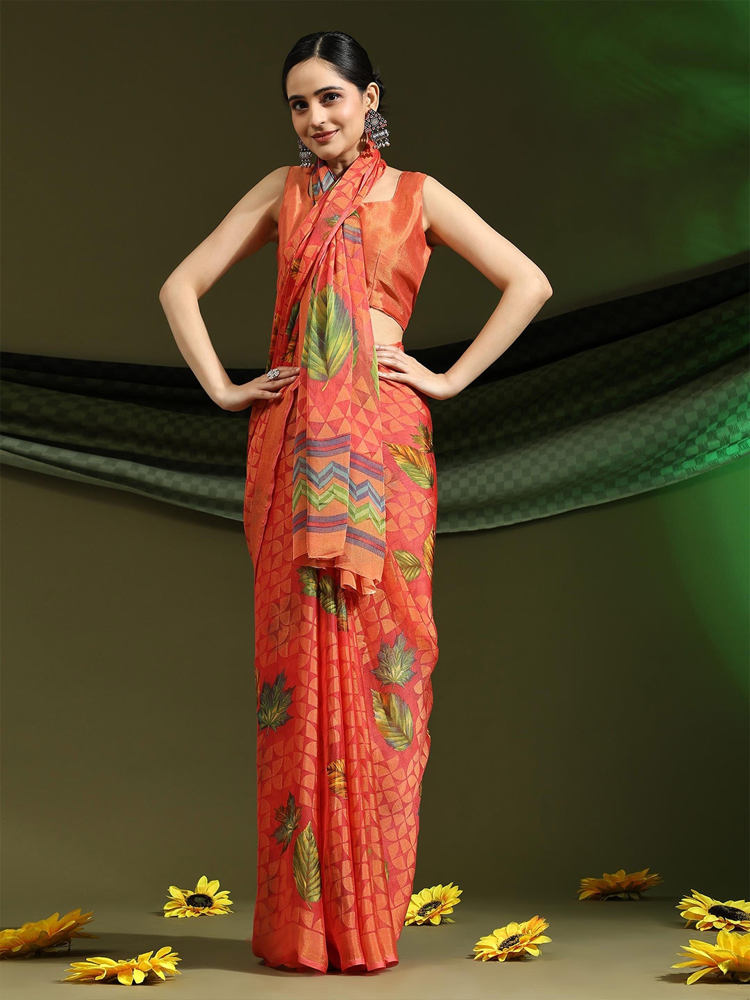 

Rujave Ethnic Motifs Brasso Saree, Peach