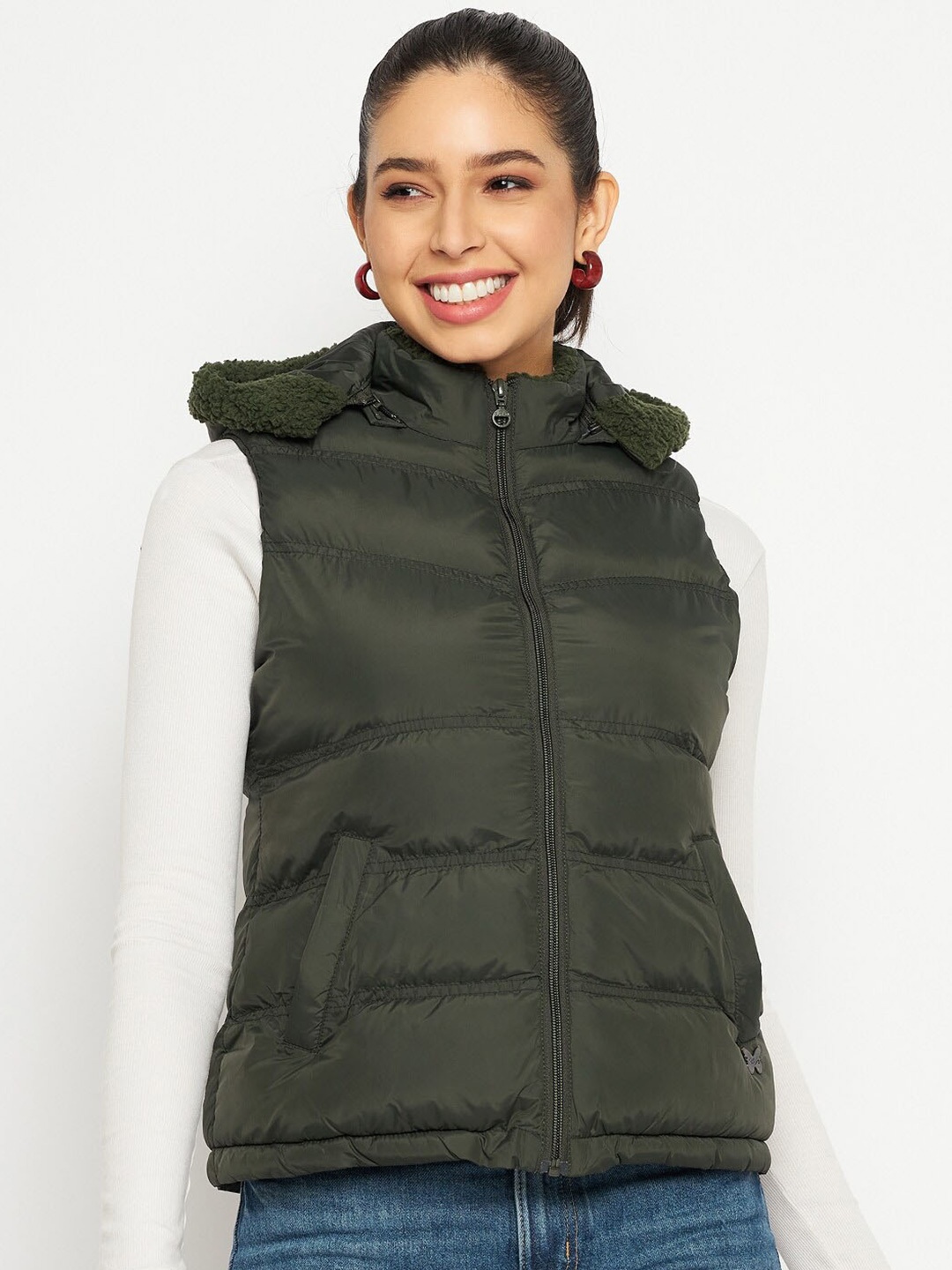 

Duke Sleeveless Hood Puffer Jacket, Green