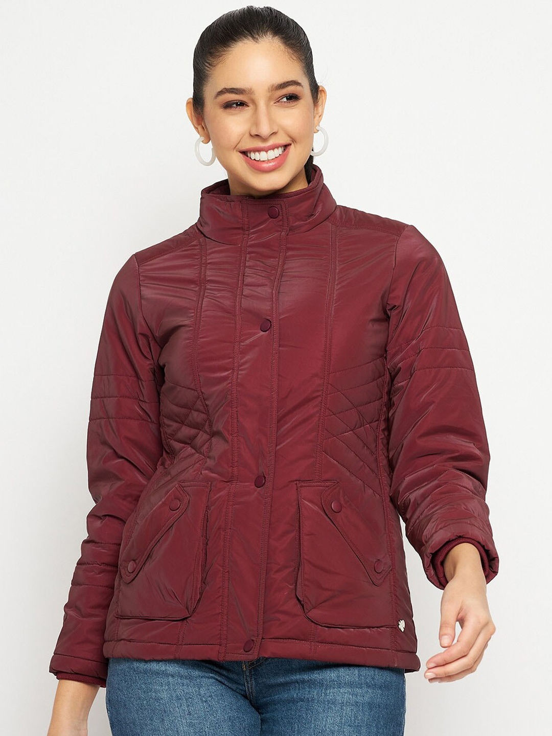 

Duke Mock Collar Padded Jacket, Maroon