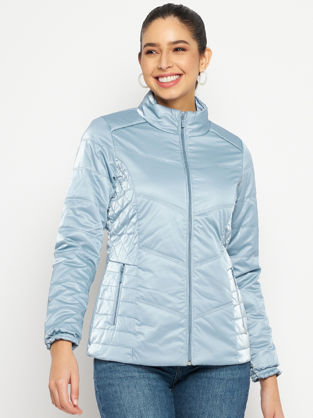 

Duke Mock Collar Long Sleeves Padded Jacket, Blue
