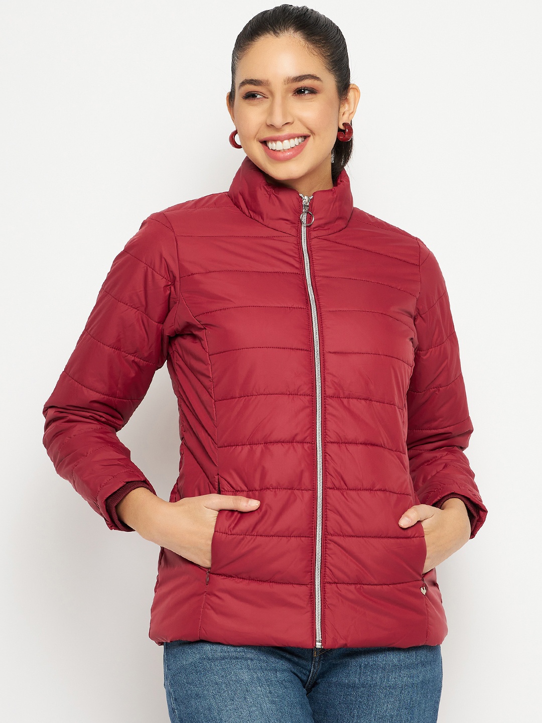 

Duke Mock Collar Padded Jacket, Maroon