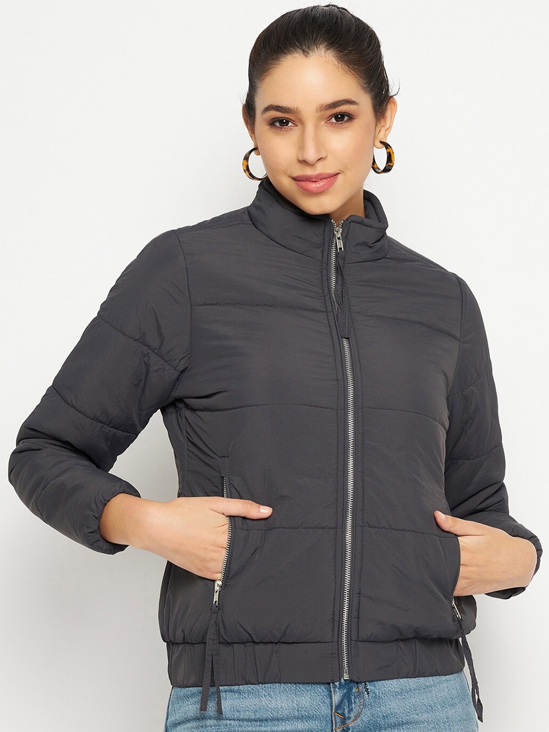 

Duke Mock Collar Padded Jacket, Grey
