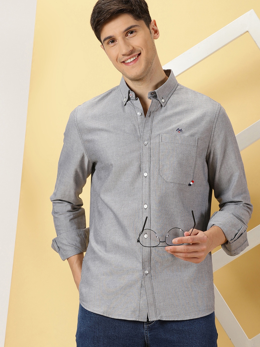 

Thomas Scott Classic Spread Collar Slim Fit Cotton Shirt, Grey