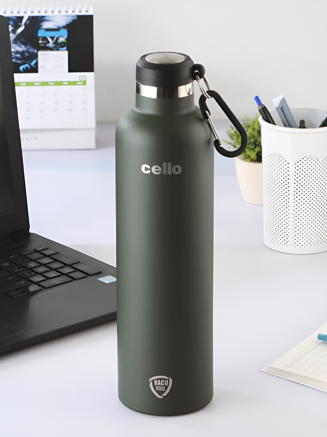 

Cello Green & Silver-Toned Single Stainless Steel Double Wall Vacuum Water Bottle 1.1L