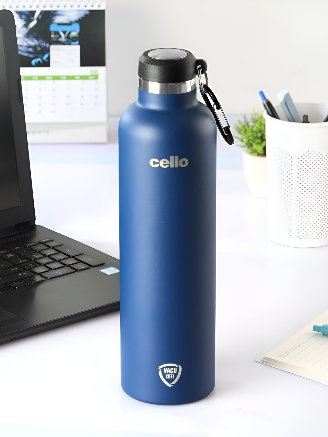 

Cello Blue & Silver-Toned Stainless Steel Double Wall Vacuum Water Bottle 1.1 L