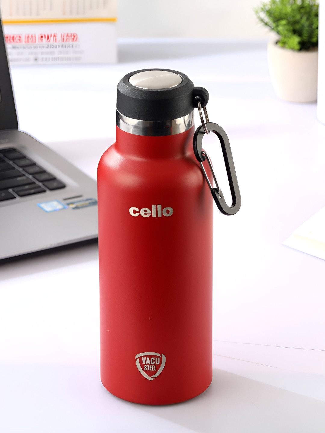 

Cello Red & Silver-Toned Stainless Steel Double Wall Vacuum Water Bottle 550ml