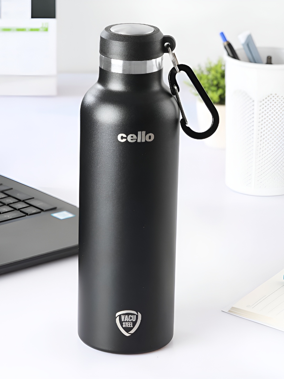 

Cello Black Stainless Steel Solid Double Wall Vacuum Water Bottle 850ml