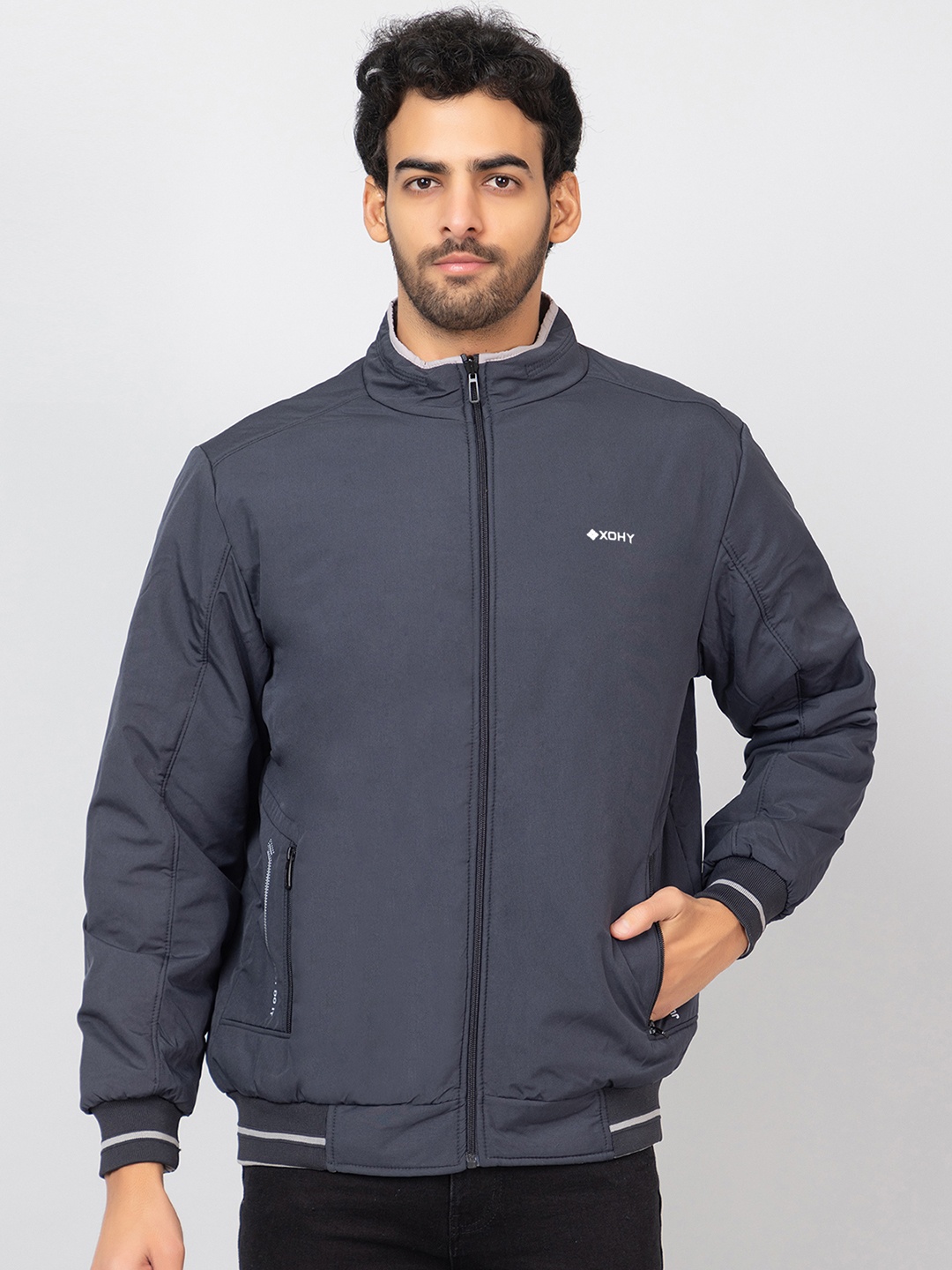 

Xohy Lightweight Bomber Jacket, Grey