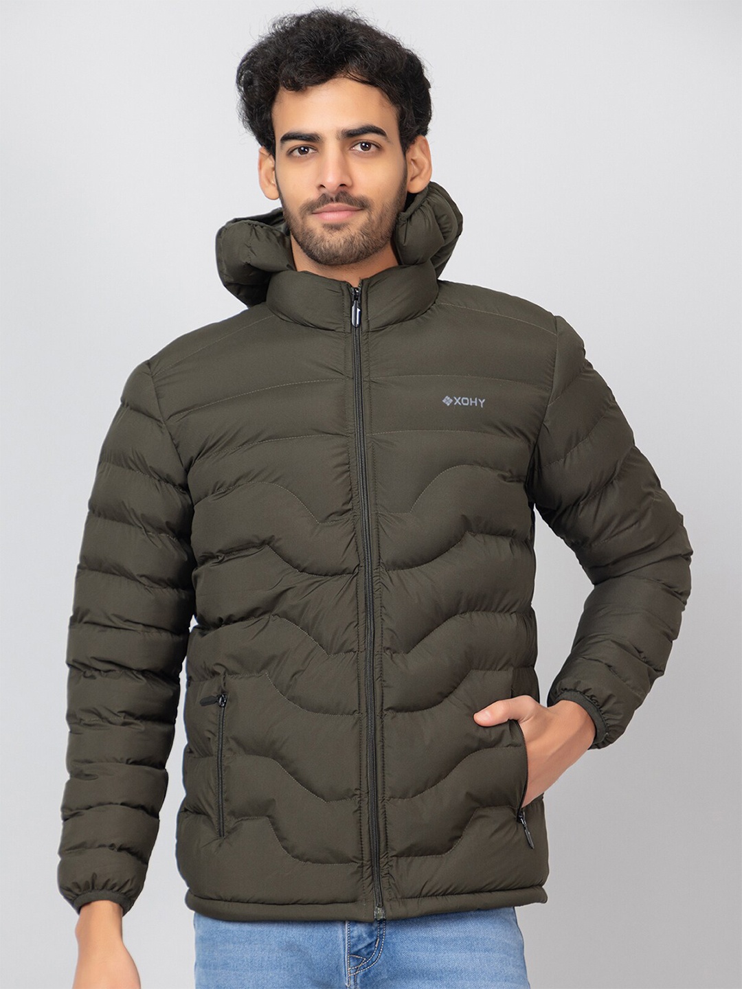 

Xohy Long Sleeves Hooded Lightweight Puffer Jacket, Olive