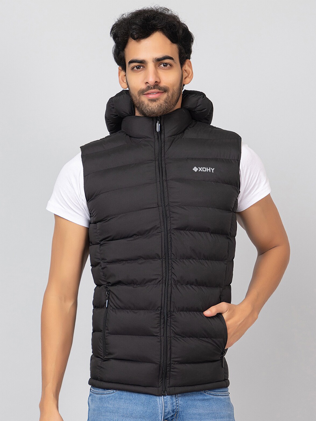 

Xohy Hooded Lightweight Puffer Jacket, Black