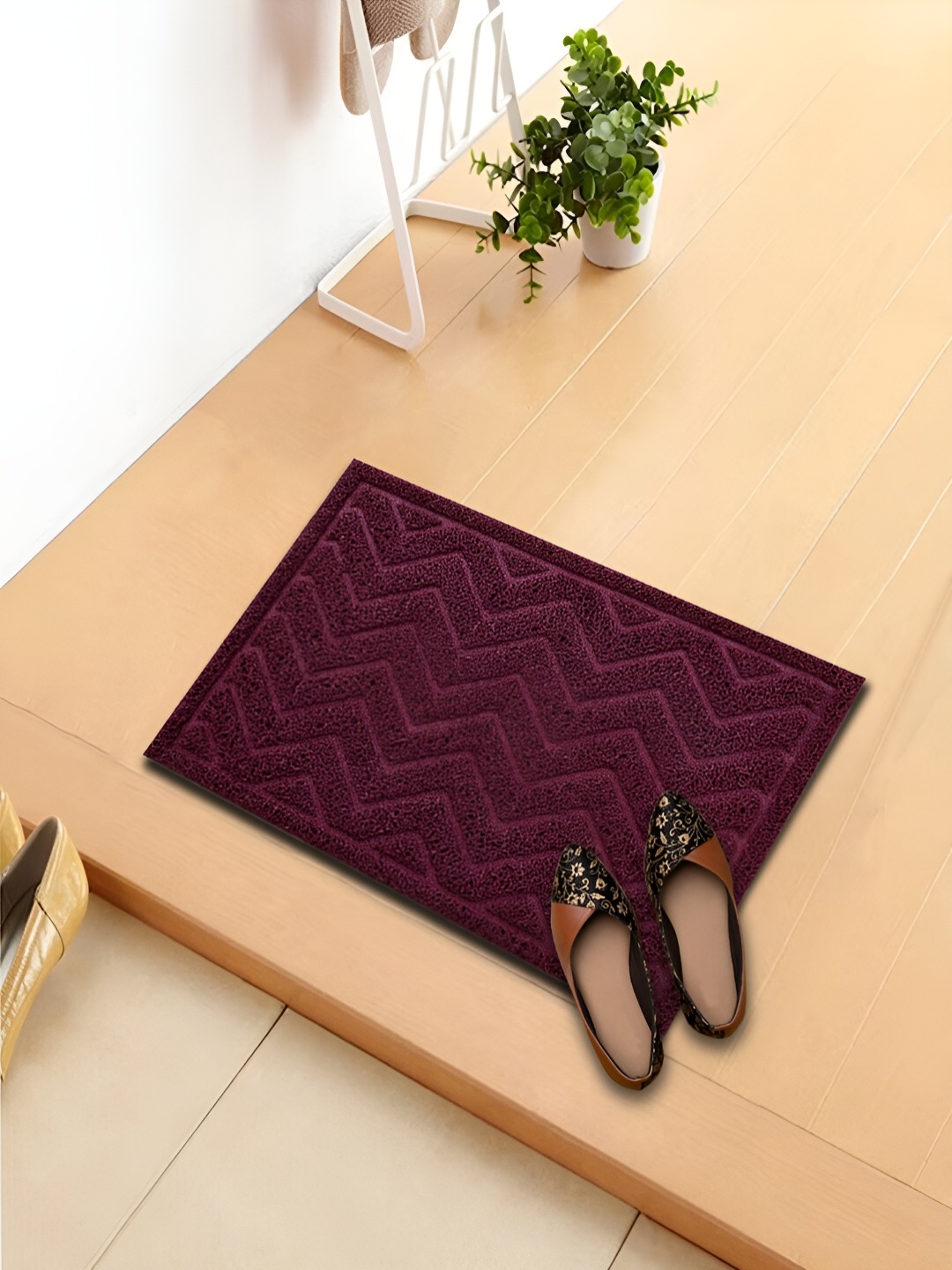 

DREAM WEAVERZ Purple Textured Anti Skid Doormat