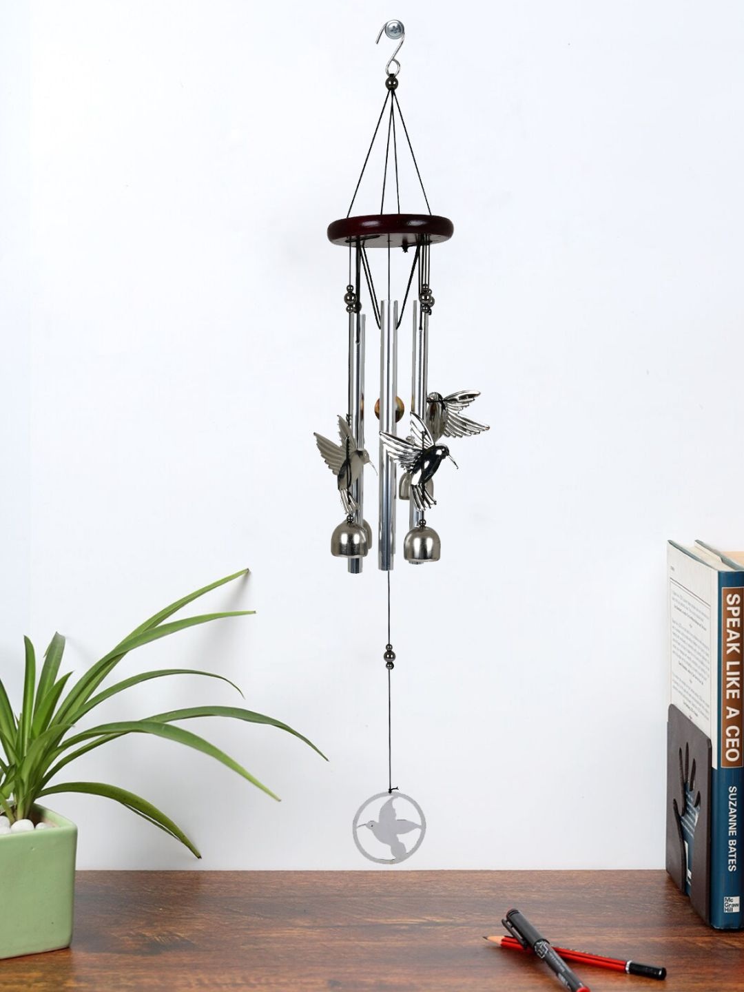 

DREAM WEAVERZ Silver Toned Pack of 1 Hummingbird Windchime