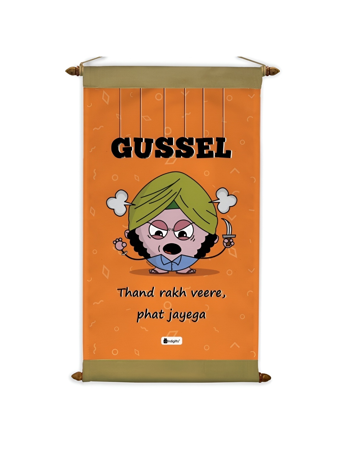 

Indigifts Orange Coloured & Black Gussel Message Printed Scroll Wall Hanging