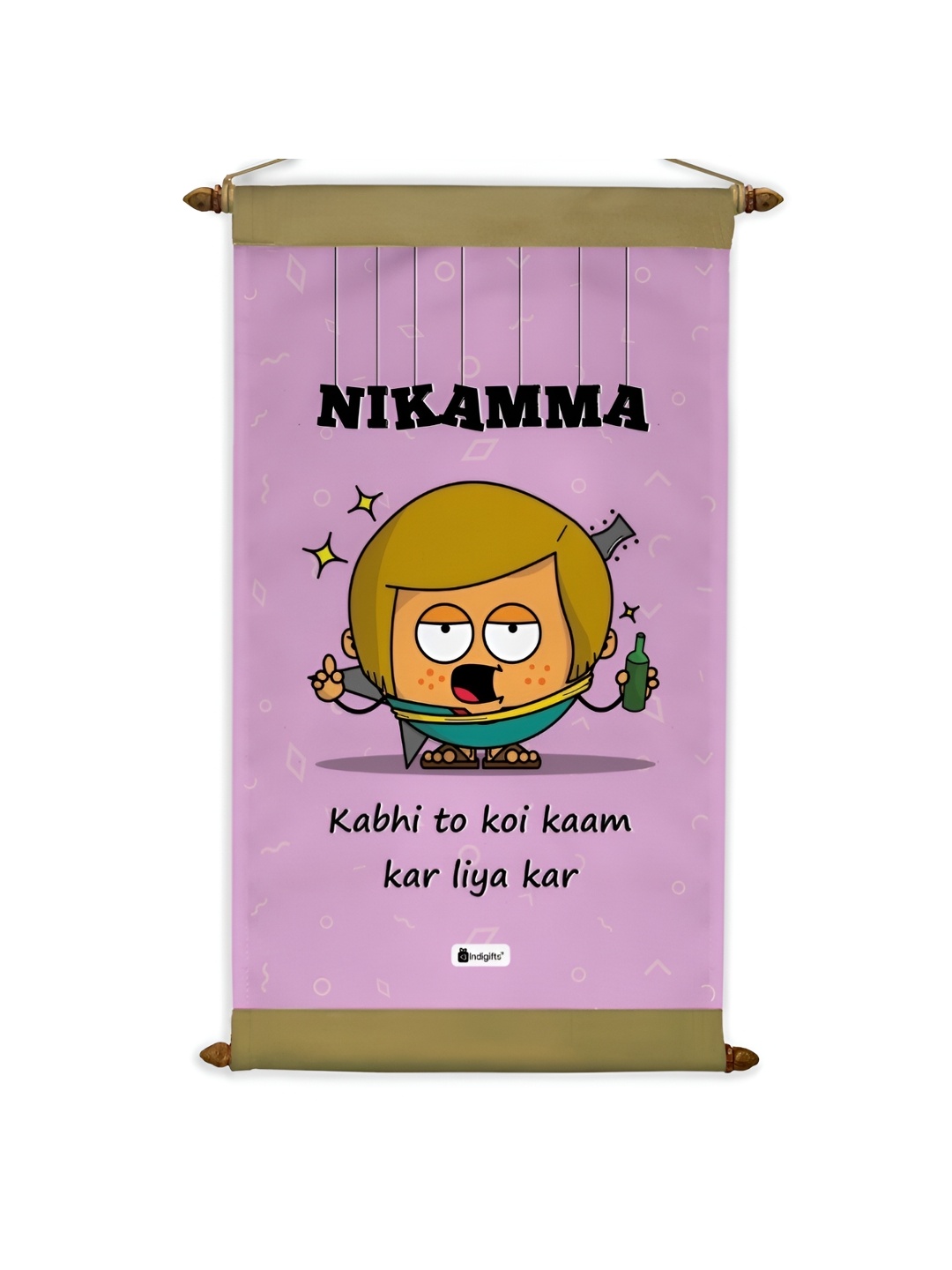 

Indigifts Purple and Black Dostology Nikamma Printed Scroll Message Card Wall Hanging