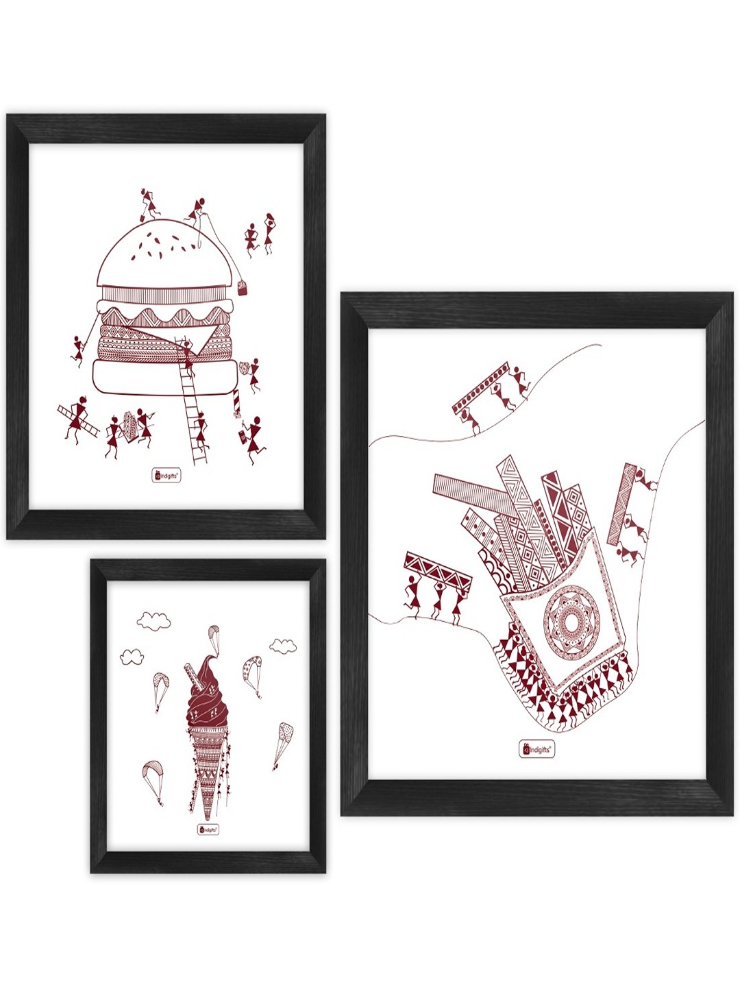 

Indigifts White 3 Pieces Wooden Wall Photo Frames