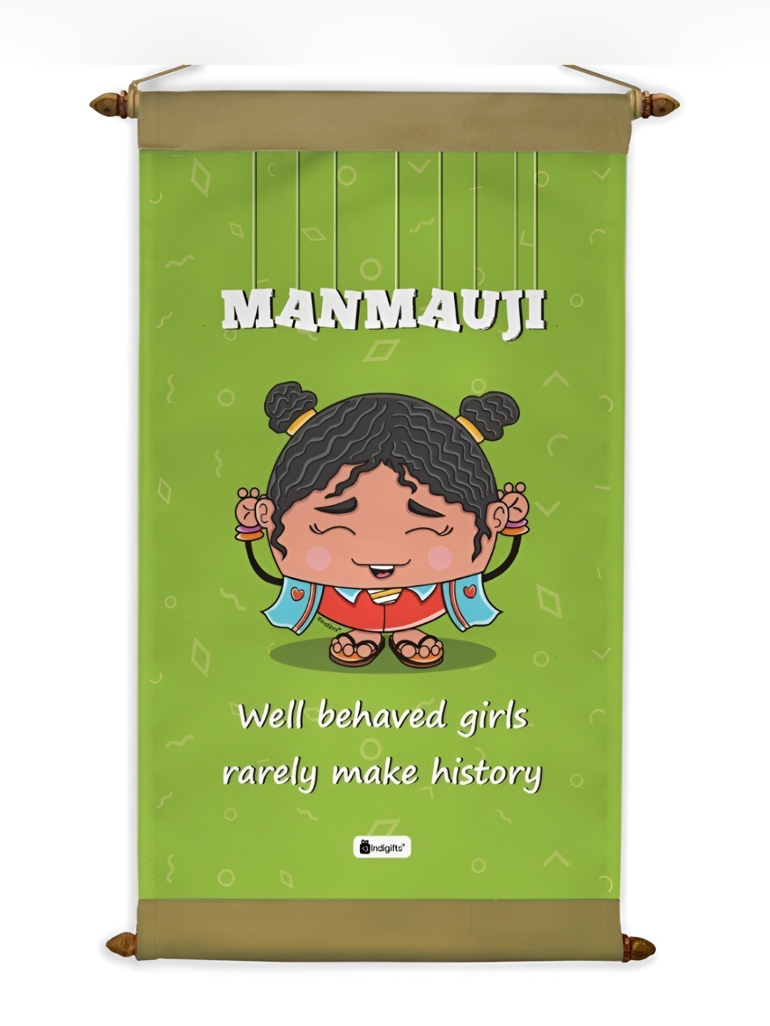 

Indigifts Green & White Manmauji Printed Scroll Card Wall Hanging