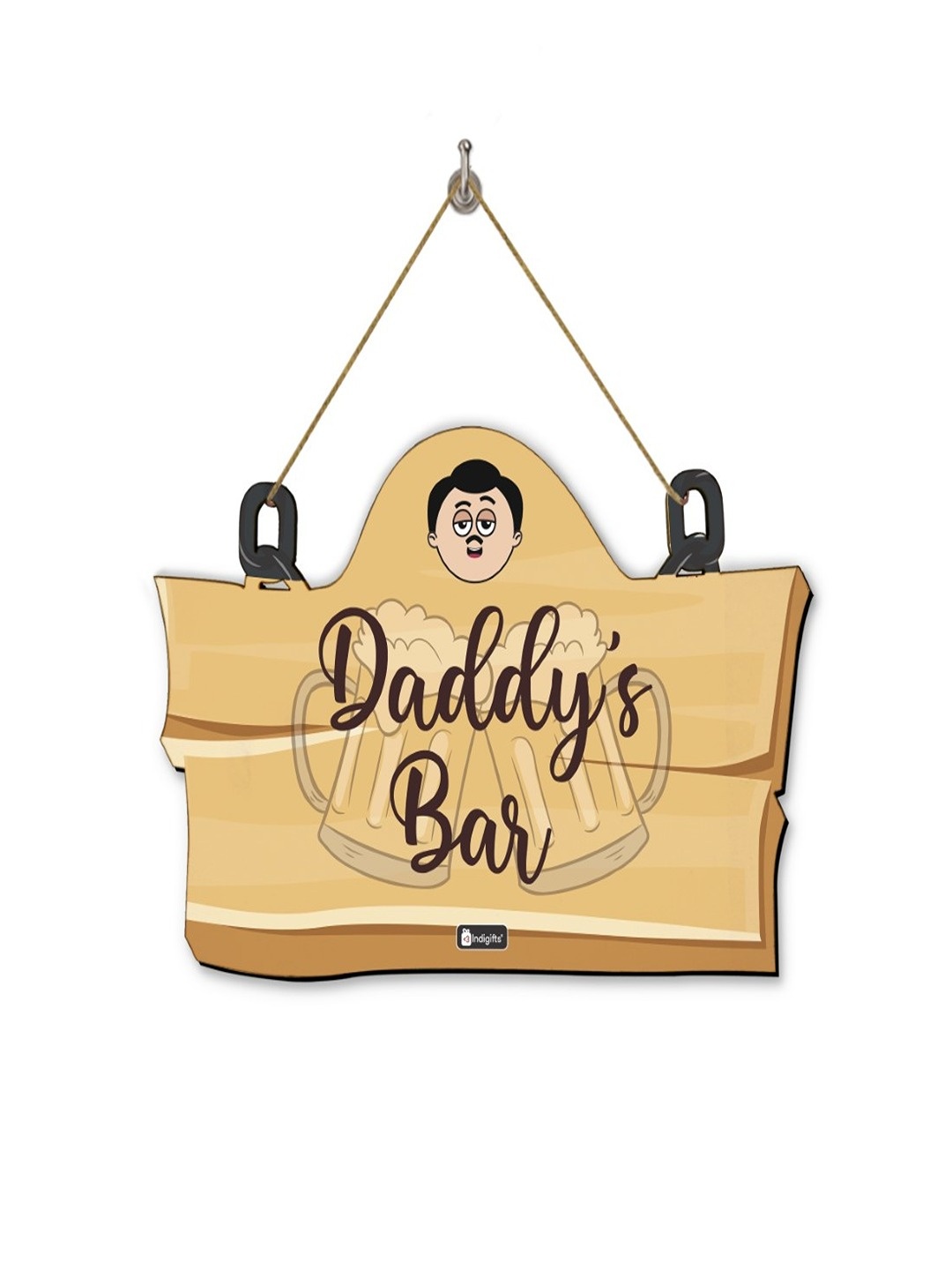 Indigifts Brown Wooden Daddy's Bar Hanging Wall Decor
