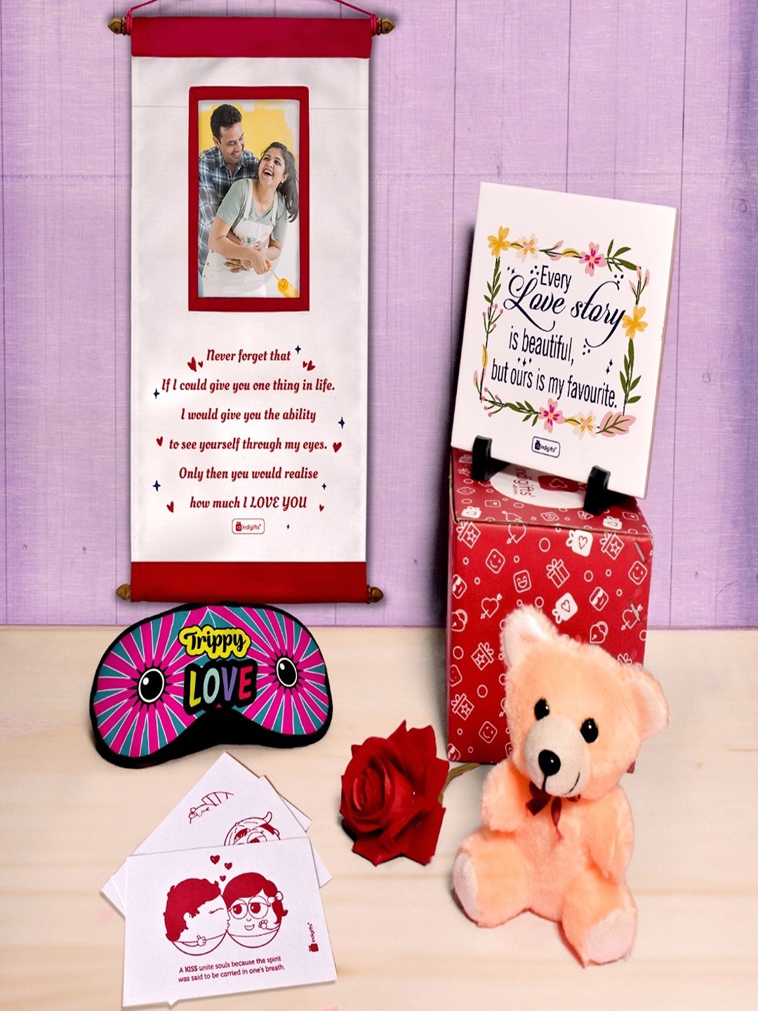 

Indigifts Red & White Valentine Message Printed Scroll Wall Hanging
