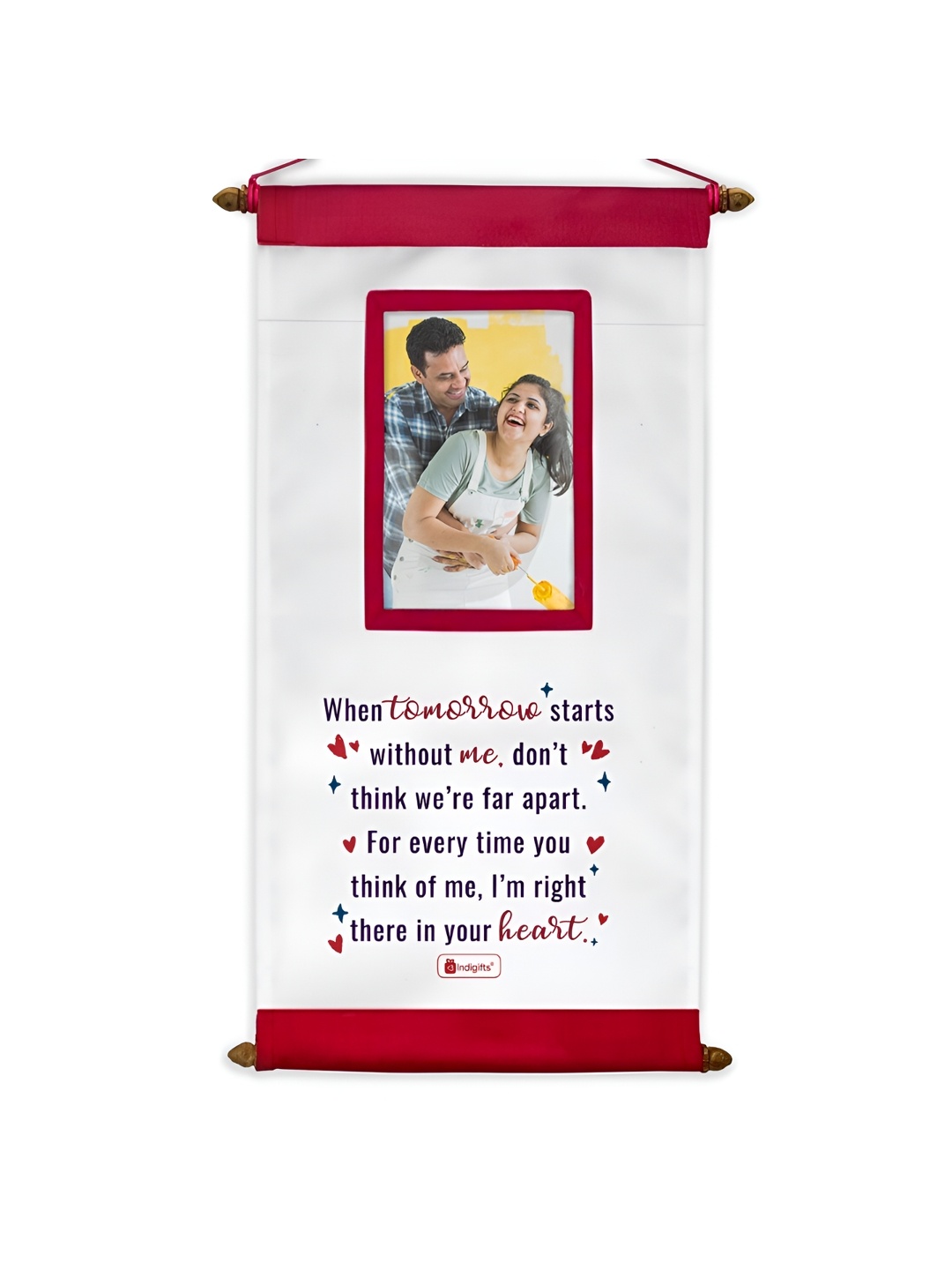 

Indigifts White & Red Valentine Printed Message Scroll Hanging Wall Decor