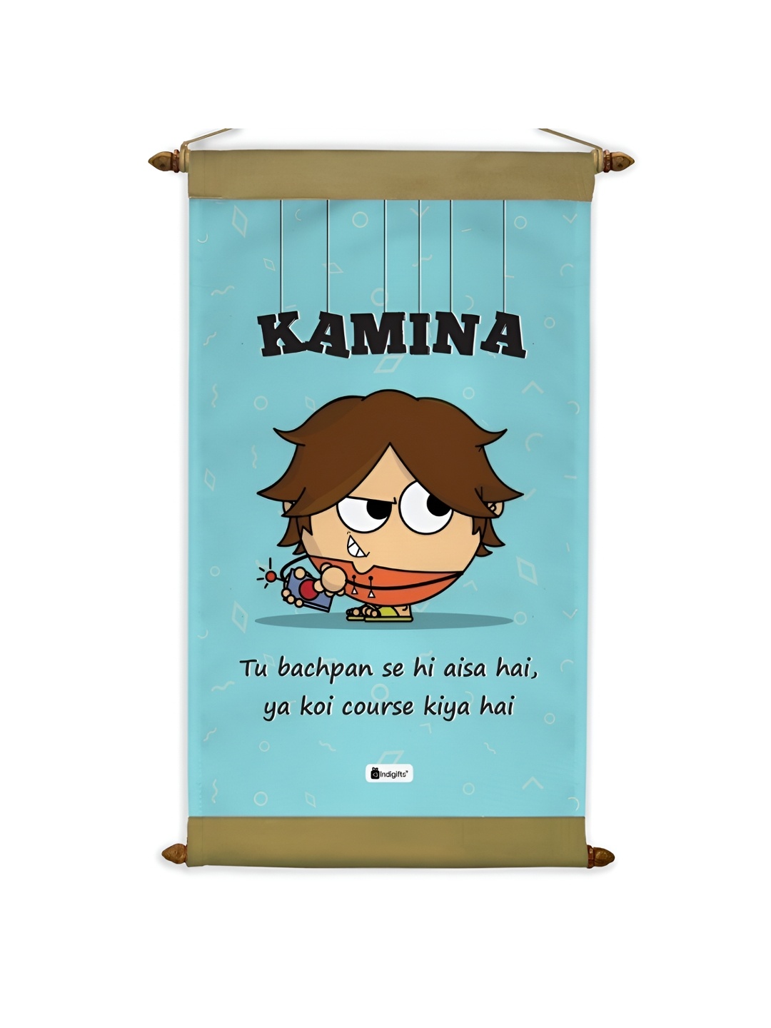 Indigifts Blue & Black Kamina Printed Scroll Hanging Wall Decor