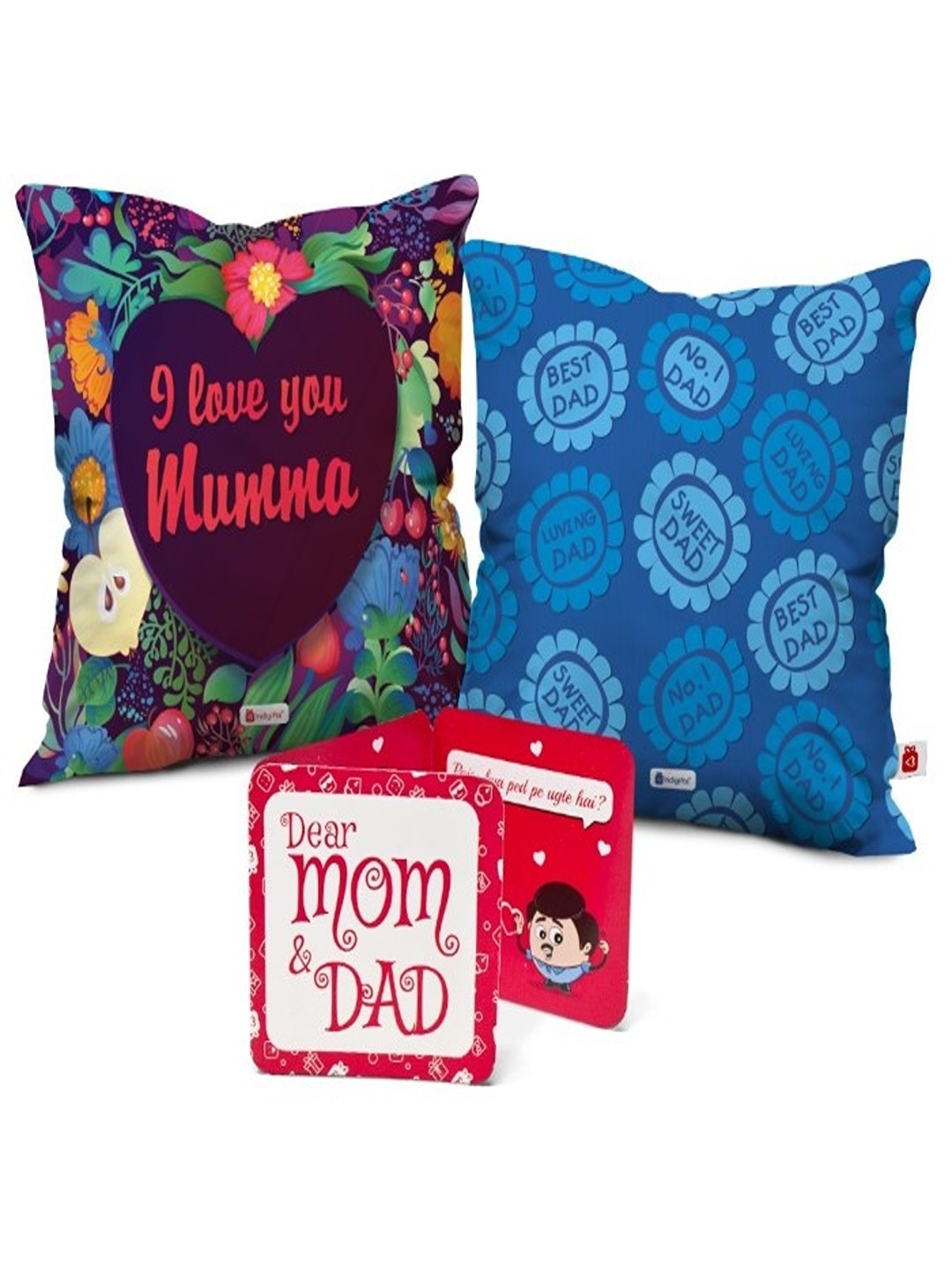 Indigifts Blue & Black 2 Pieces Typography Printed Cushions