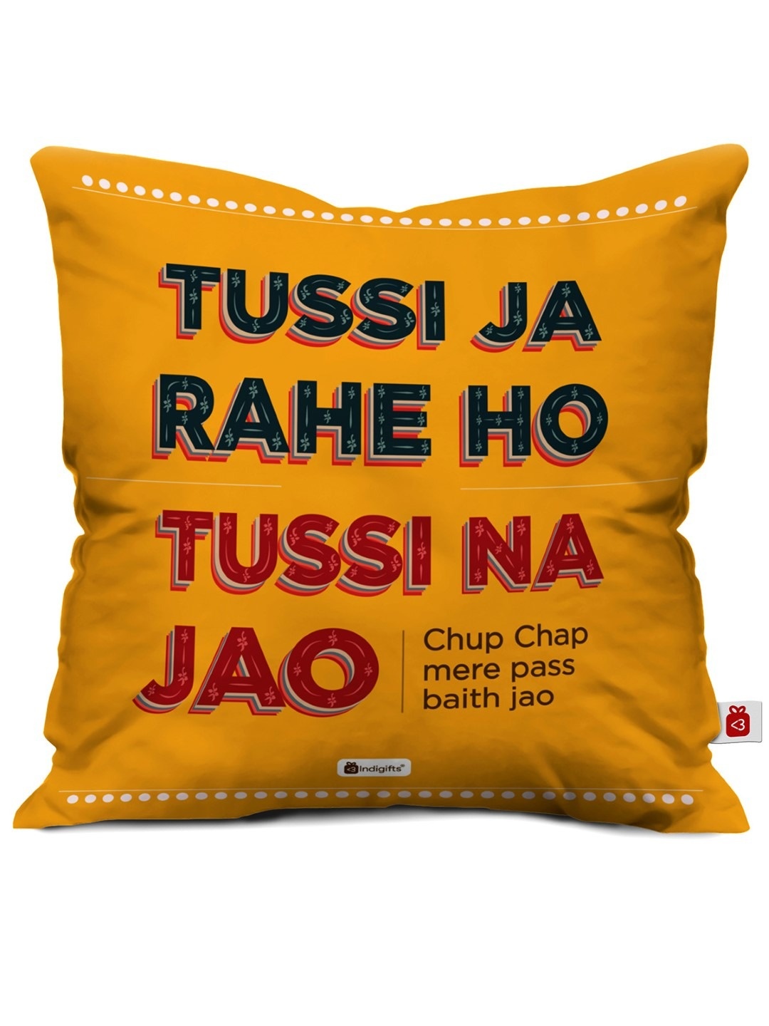 

Indigifts Mustard Yellow Printed Square Cushion Cover with Filler