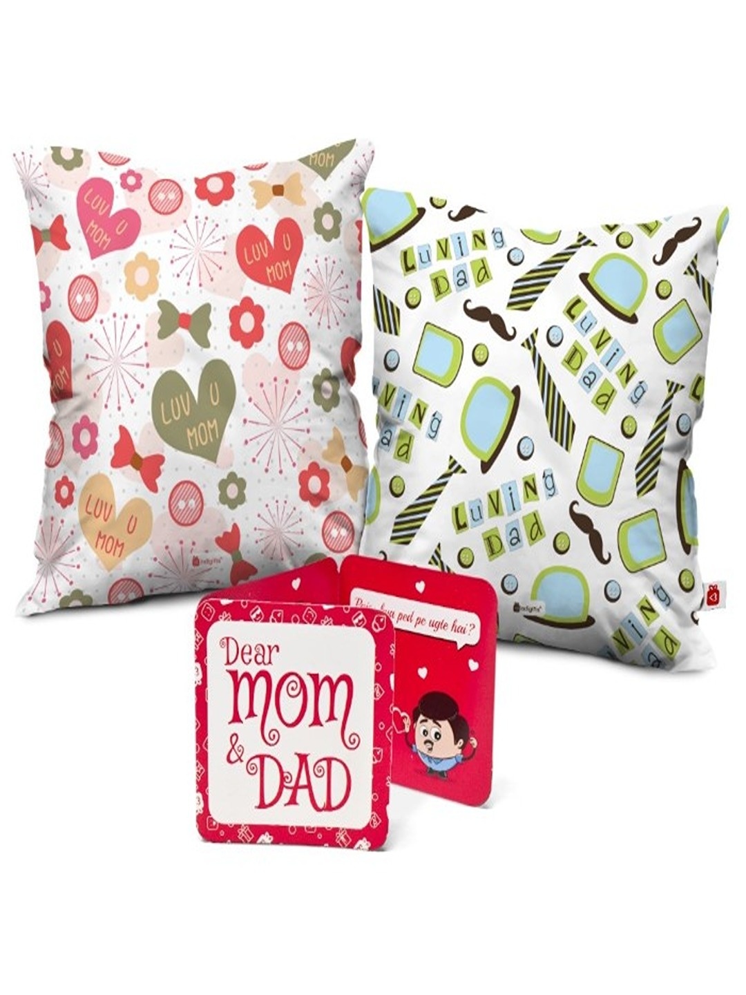 

Indigifts White & Pink 2 Pieces Printed Cushion Covers with Filler