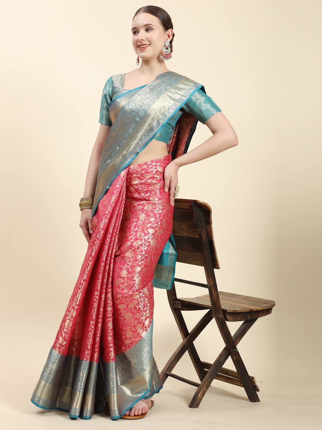 

ZILVIRA Ethnic Woven Design Zari Art Silk Saree, Blue