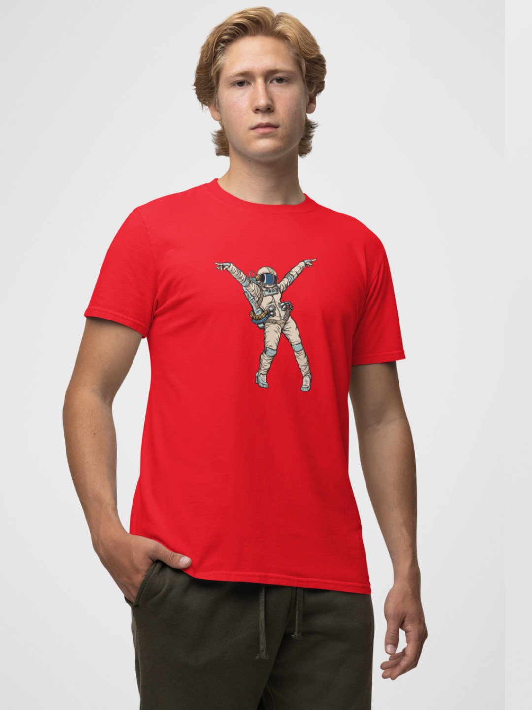 

Styched Graphic Printed Cotton T-shirt, Red
