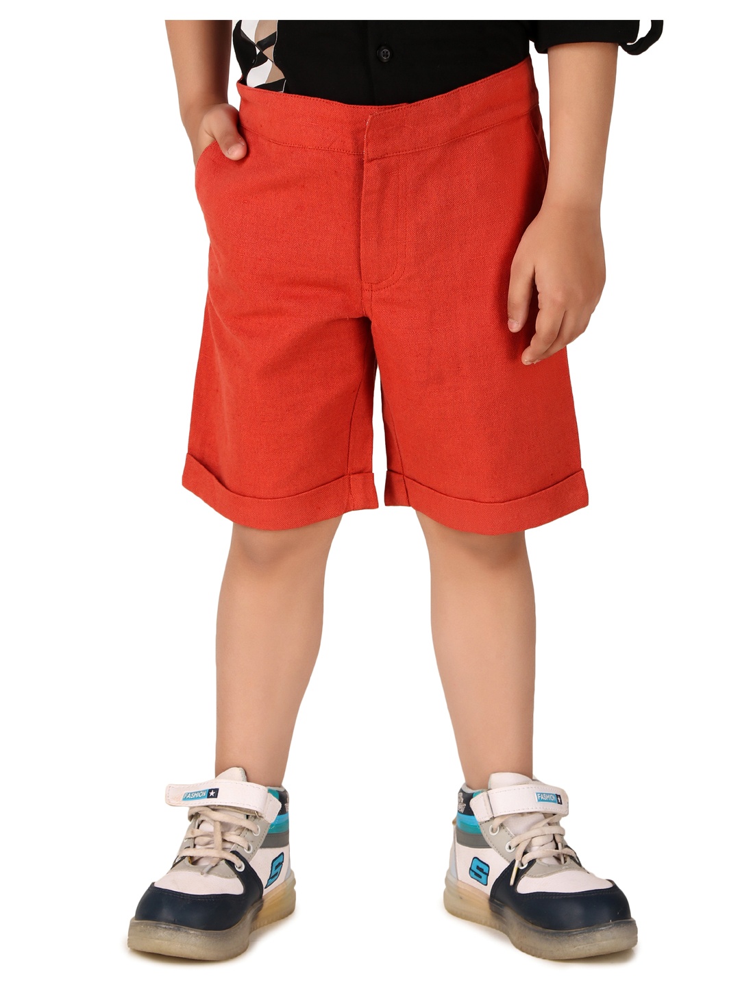 

Miyo Boys Mid-Rise Cotton Shorts, Red