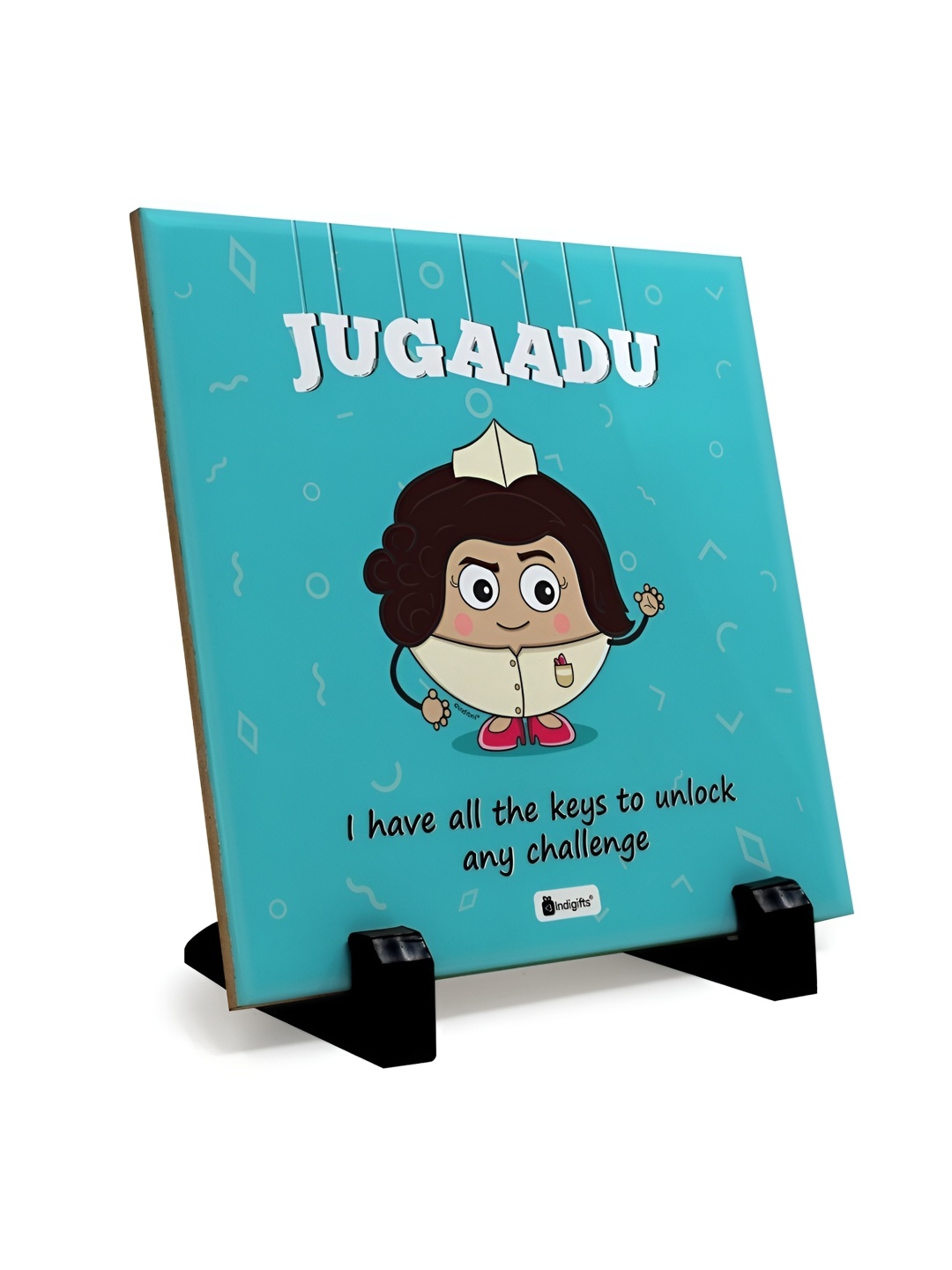 

Indigifts Blue Jugaadu Printed Tile Table Decor Showpiece