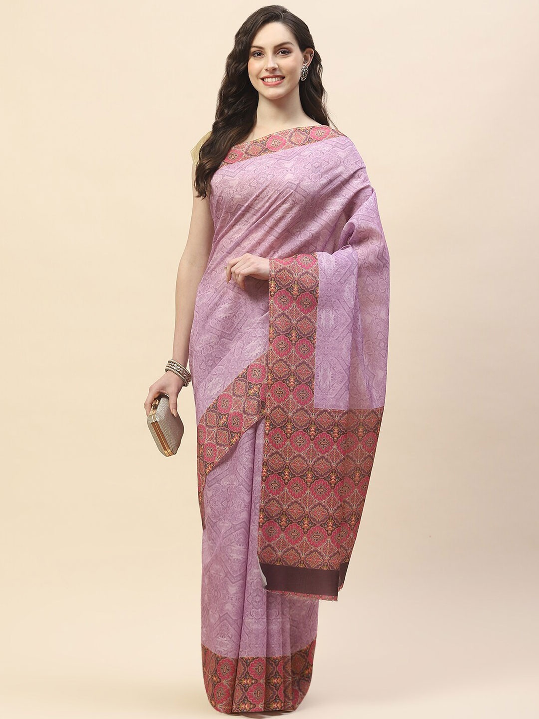 

Meena Bazaar Ethnic Motifs Printed Saree, Purple