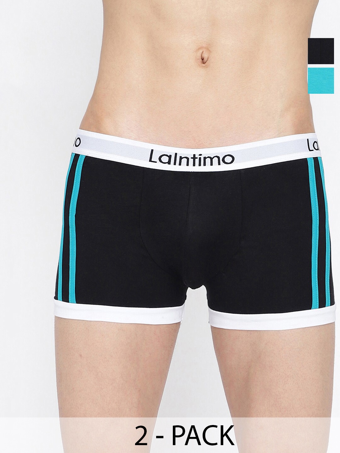 

La Intimo Men Pack Of 2 Mid-Rise Trunks LITR010B, Black