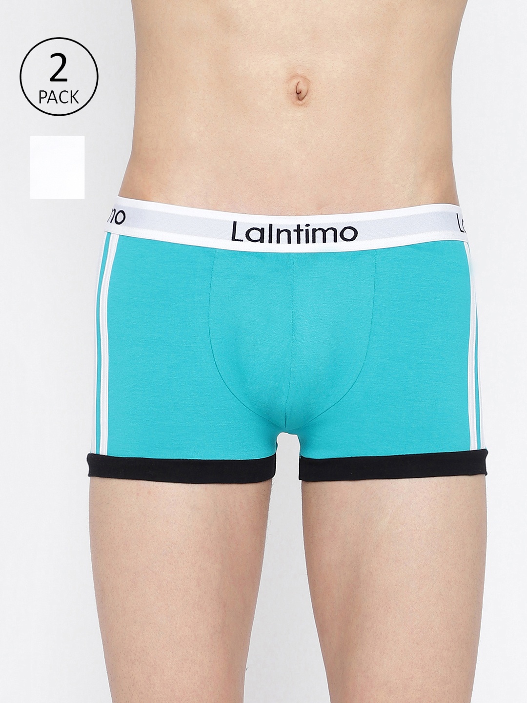 

La Intimo Men Pack Of 2 Mid-Rise Side Striped Trunks LITR010B, Blue