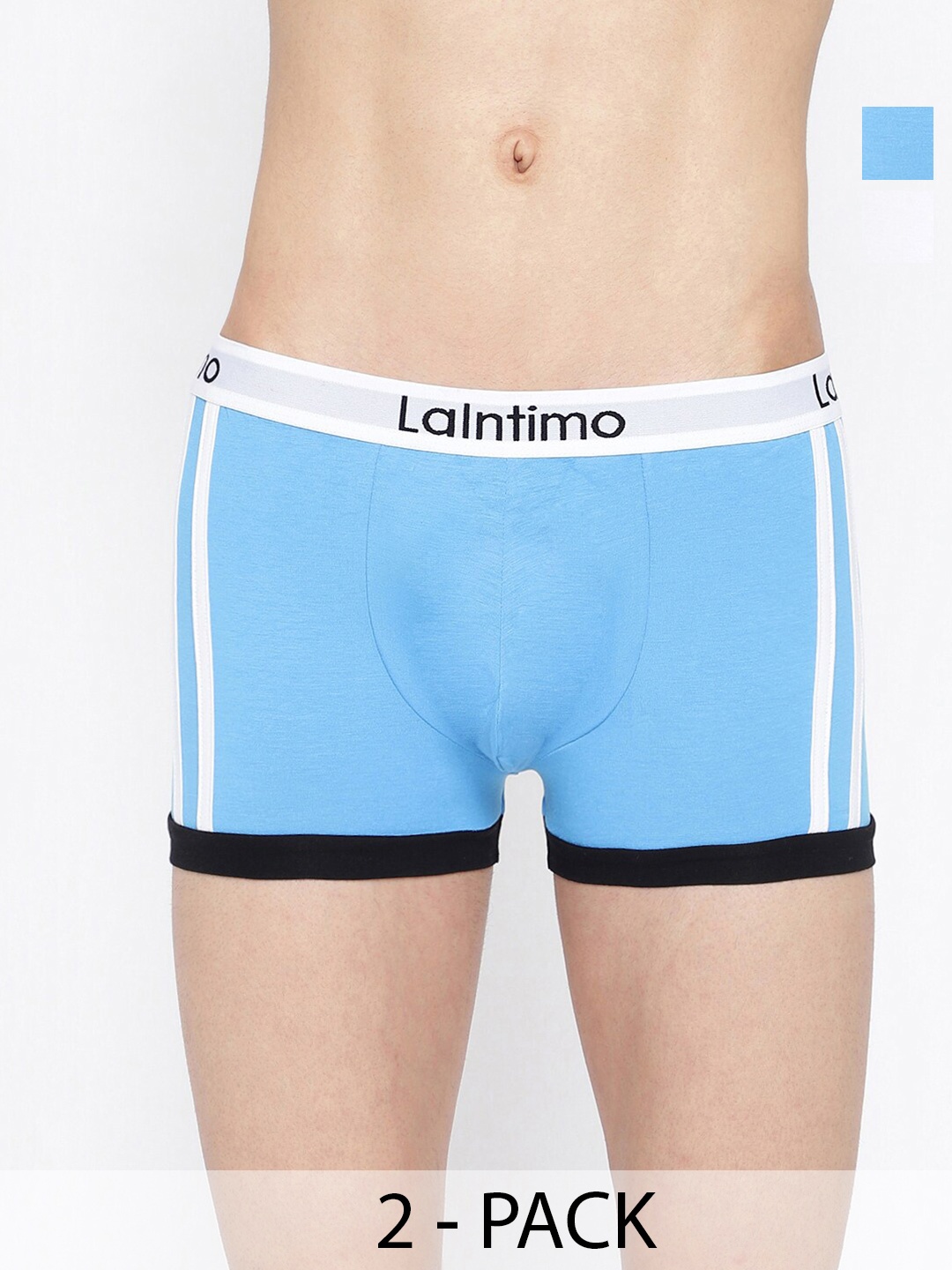 

La Intimo Men Pack Of 2 Mid-Rise Body Boost Striped Trunks LITR010B, Blue