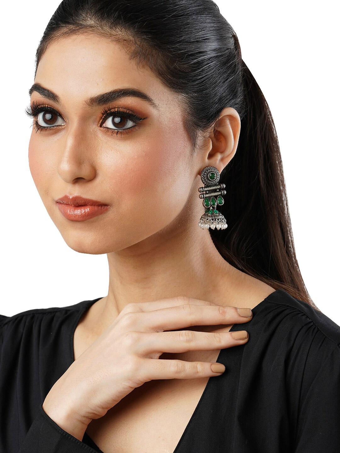 

Anouk Gold-Toned Gold-Plated Contemporary Jhumkas