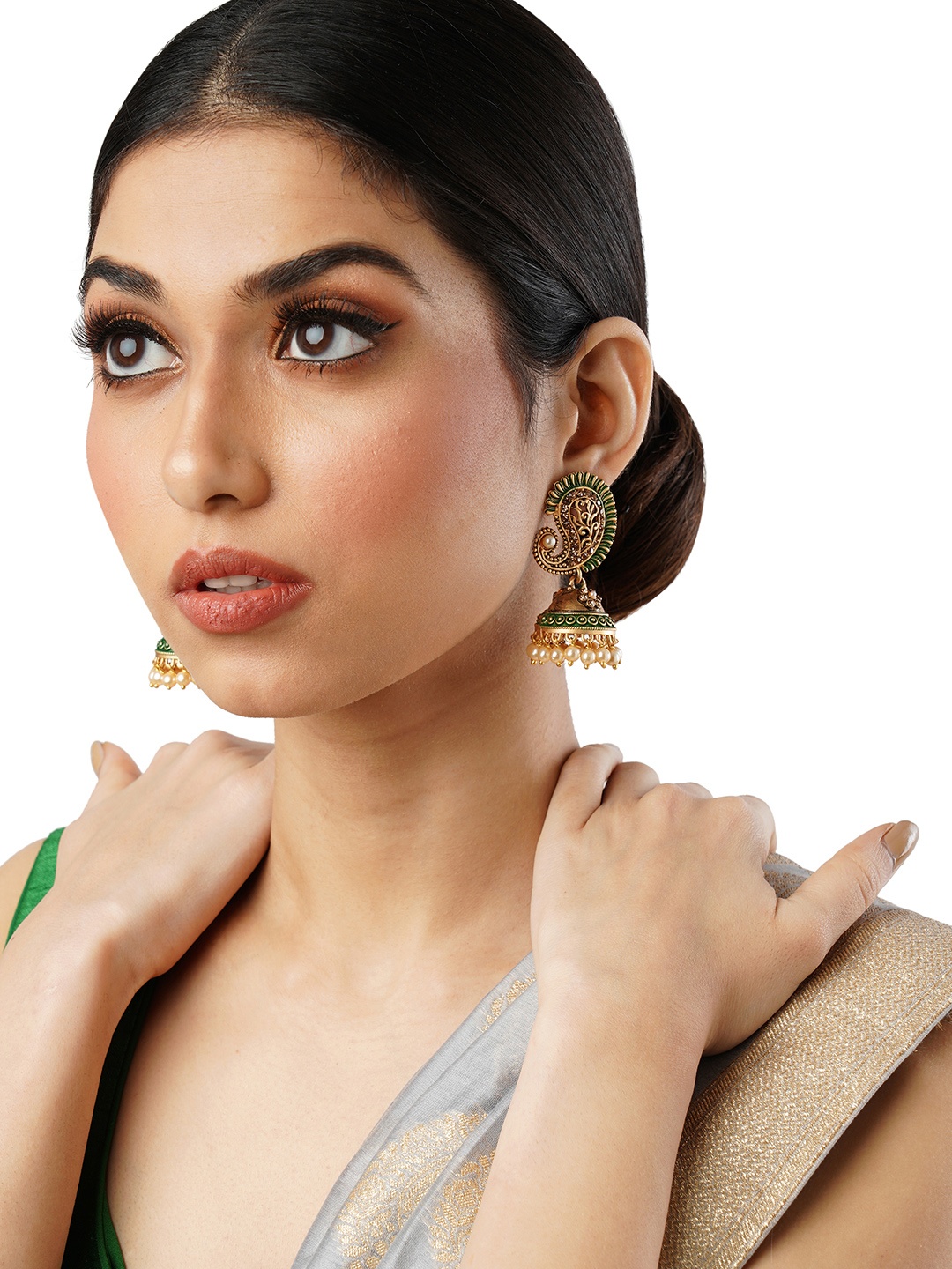 

Anouk Gold-Toned Brass-Plated Dome Shaped Jhumkas