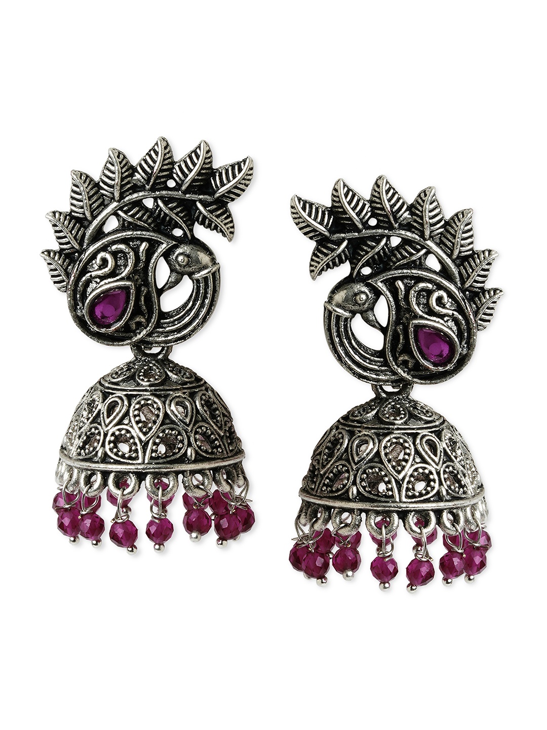 

Anouk Brass-Plated Floral Jhumkas, Silver