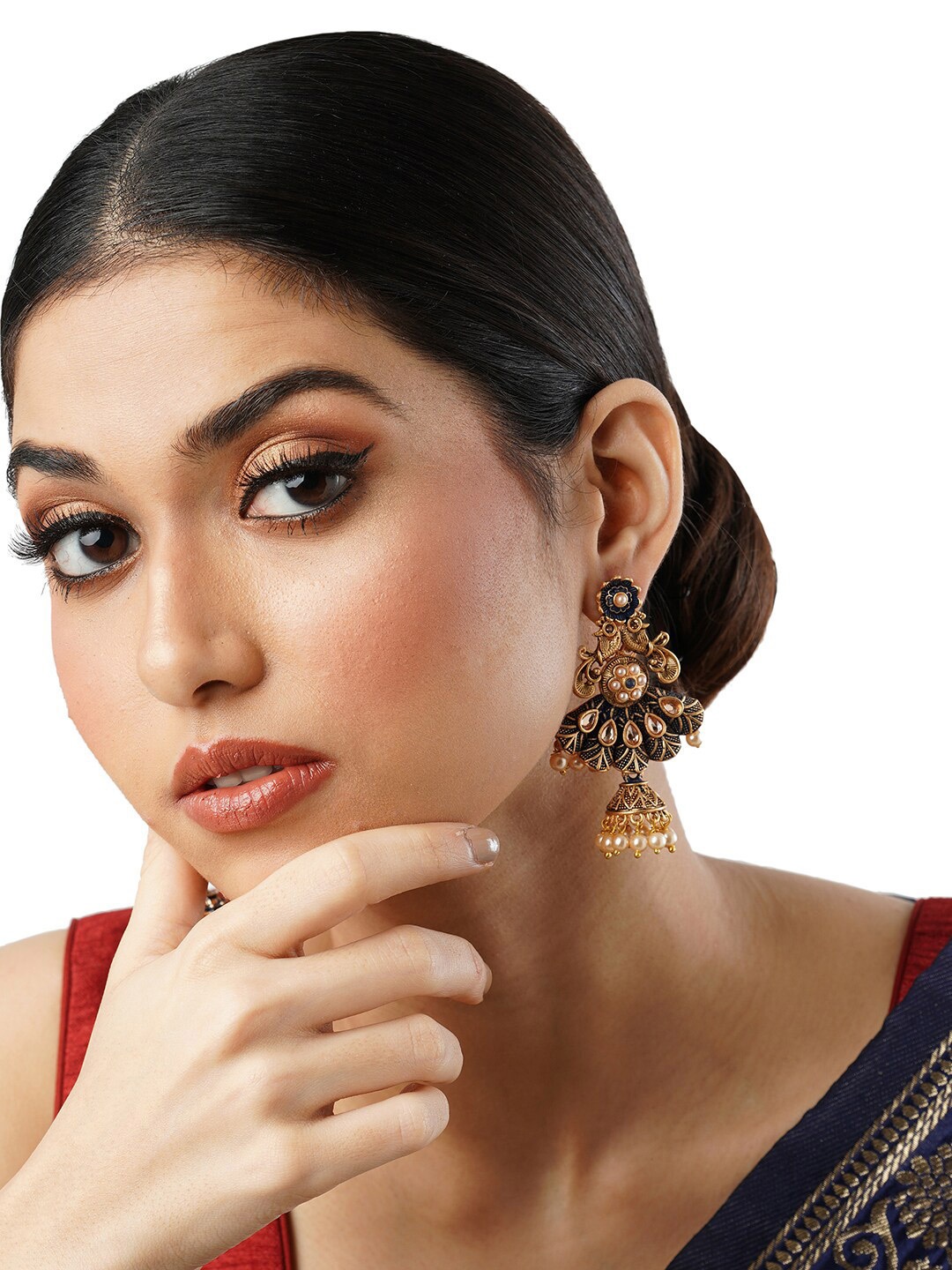 

Anouk Brass-Plated Floral Jhumkas, Silver