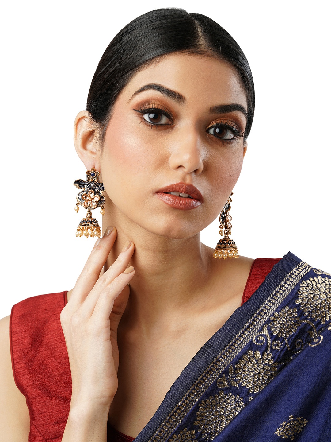 

Anouk Brass-Plated Floral Jhumkas, Gold