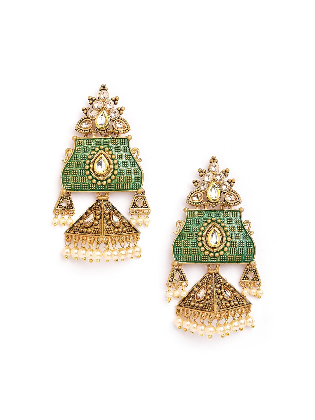 

Anouk Gold-Toned Brass-Plated Beaded Floral Jhumkas