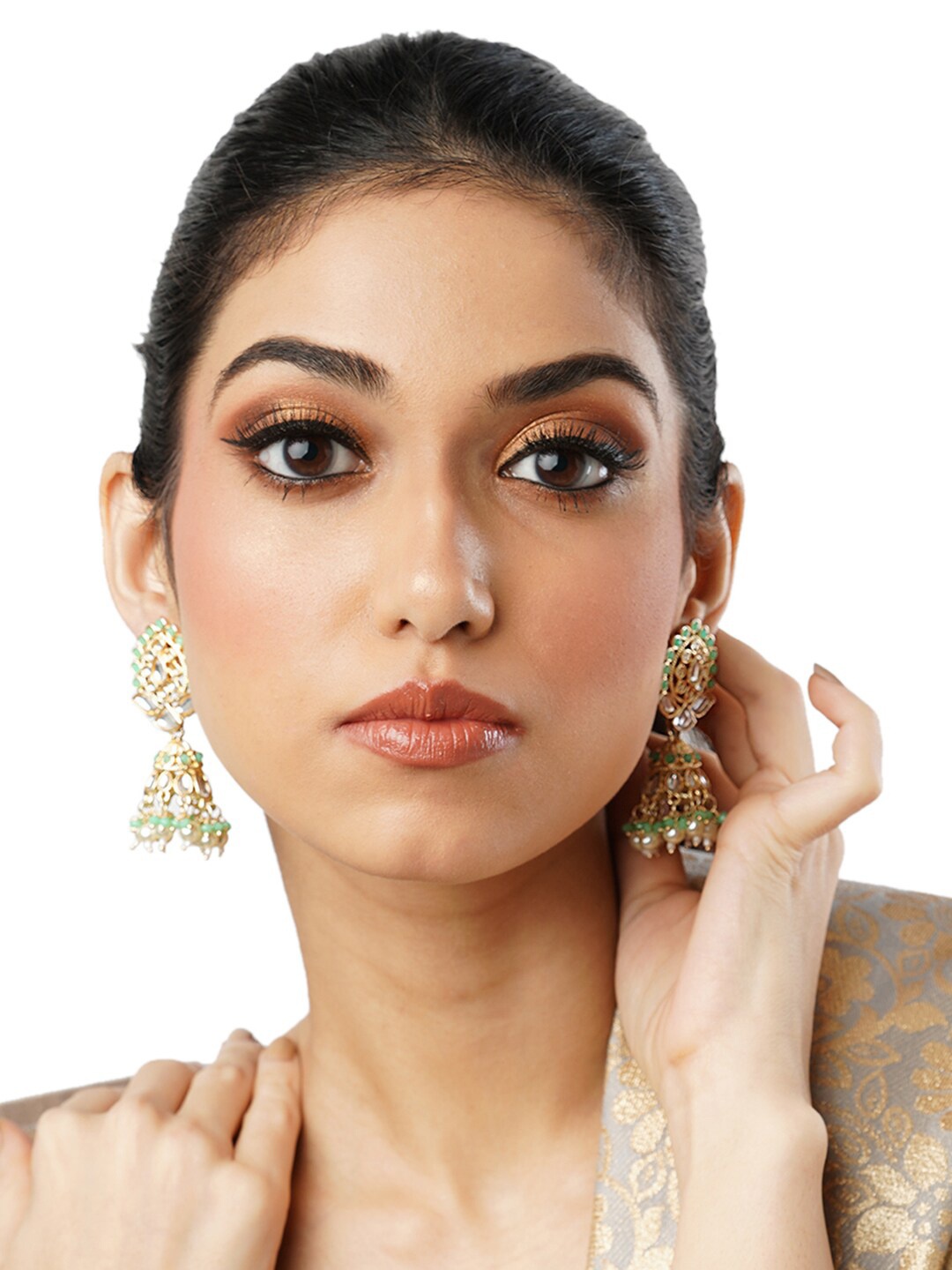 

Anouk Gold-Toned Gold-Plated Contemporary Jhumkas